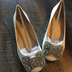 White Jeweled Betsy Johnson Wedding Flats